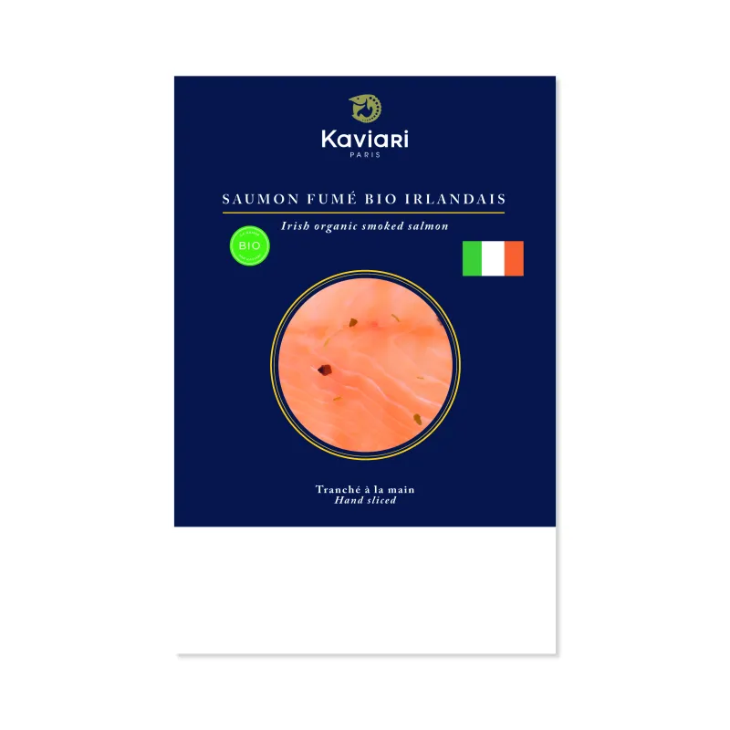 Saumon fumé bio - Kaviari - Saumon bio irlandais fumé au bois de chêne