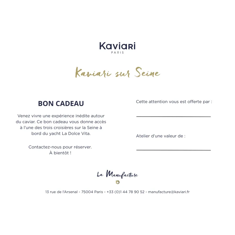 Gift vouchers - Gourmet caviar discovery - Kaviari Paris