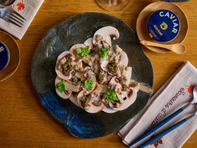Carpaccio de champignons au caviar 